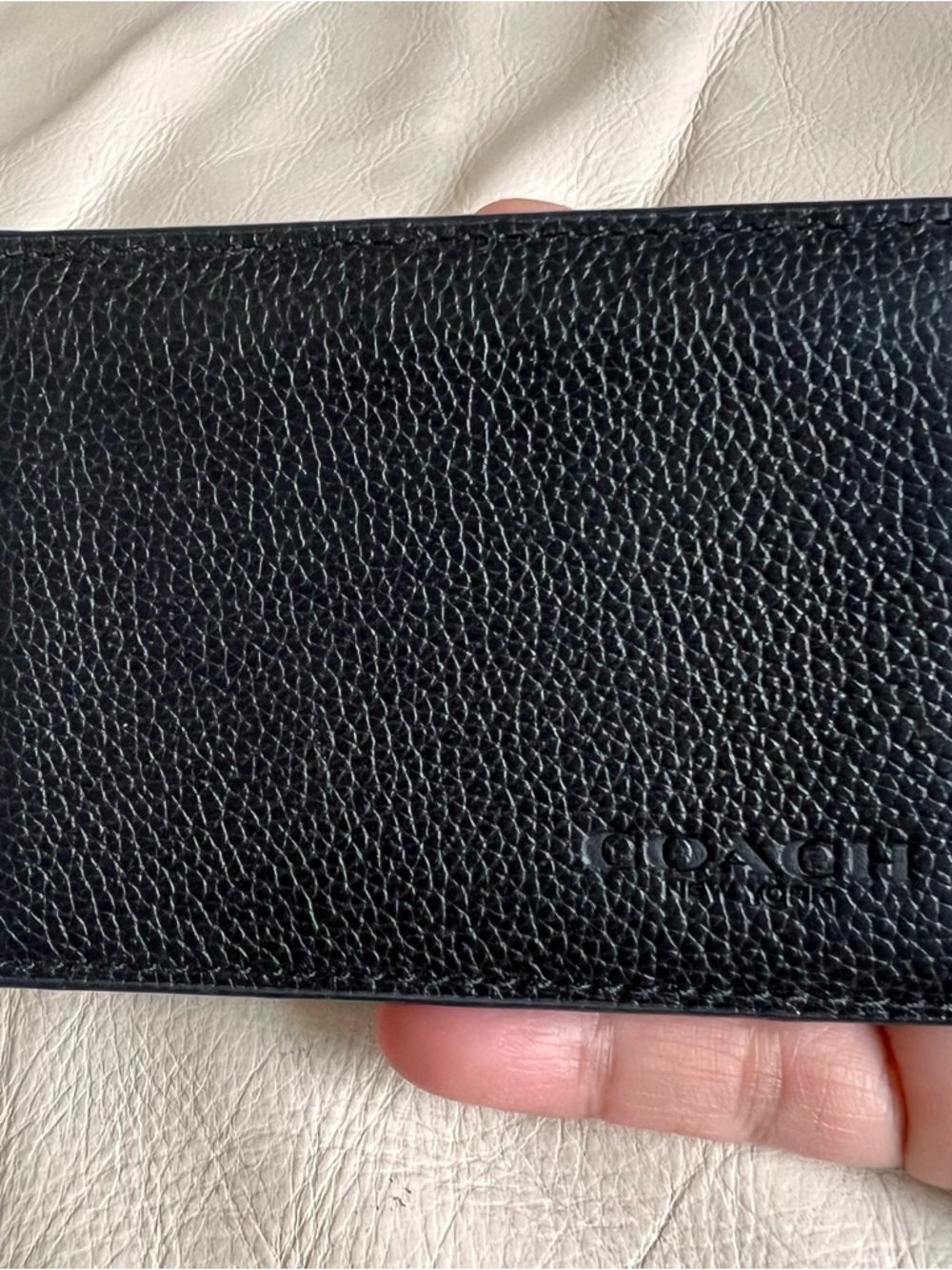 Coach Black Pebbled Leather Men's ID Card Holder